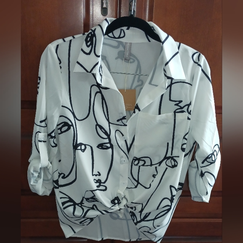Black and white blouse